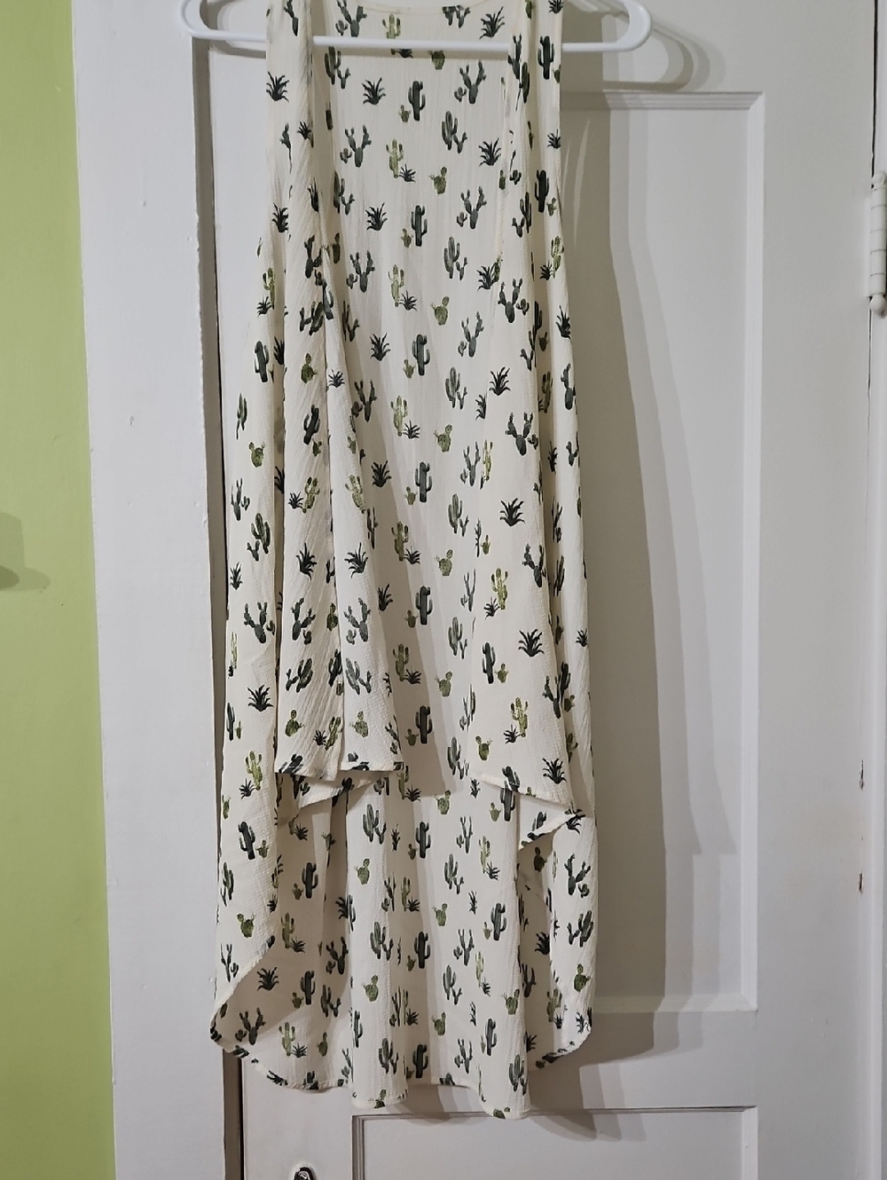 Cactus Print High-Low Tunic - Cream & Green